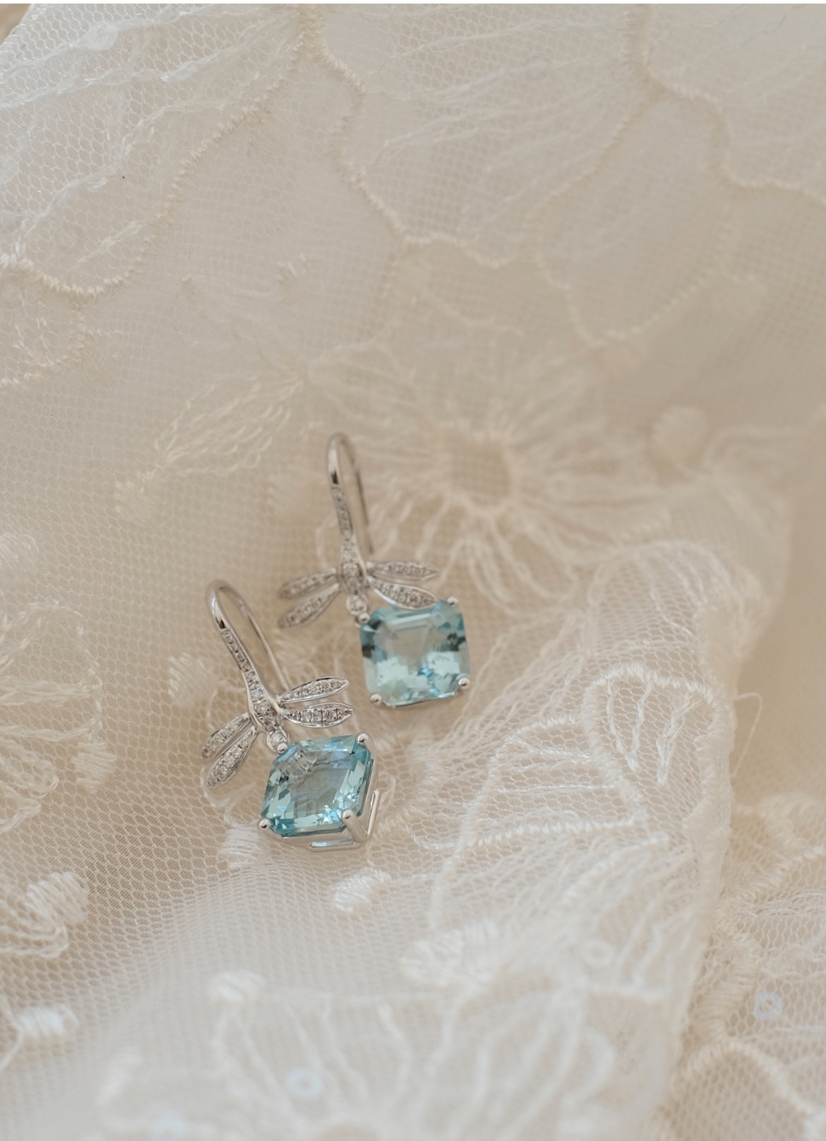 Dragonfly Serenade aquamarine earrings