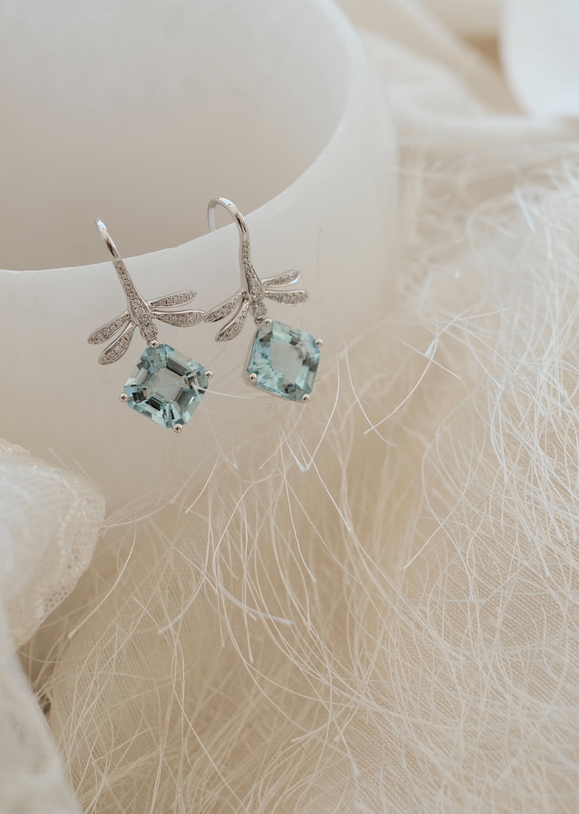 Dragonfly Serenade aquamarine earrings