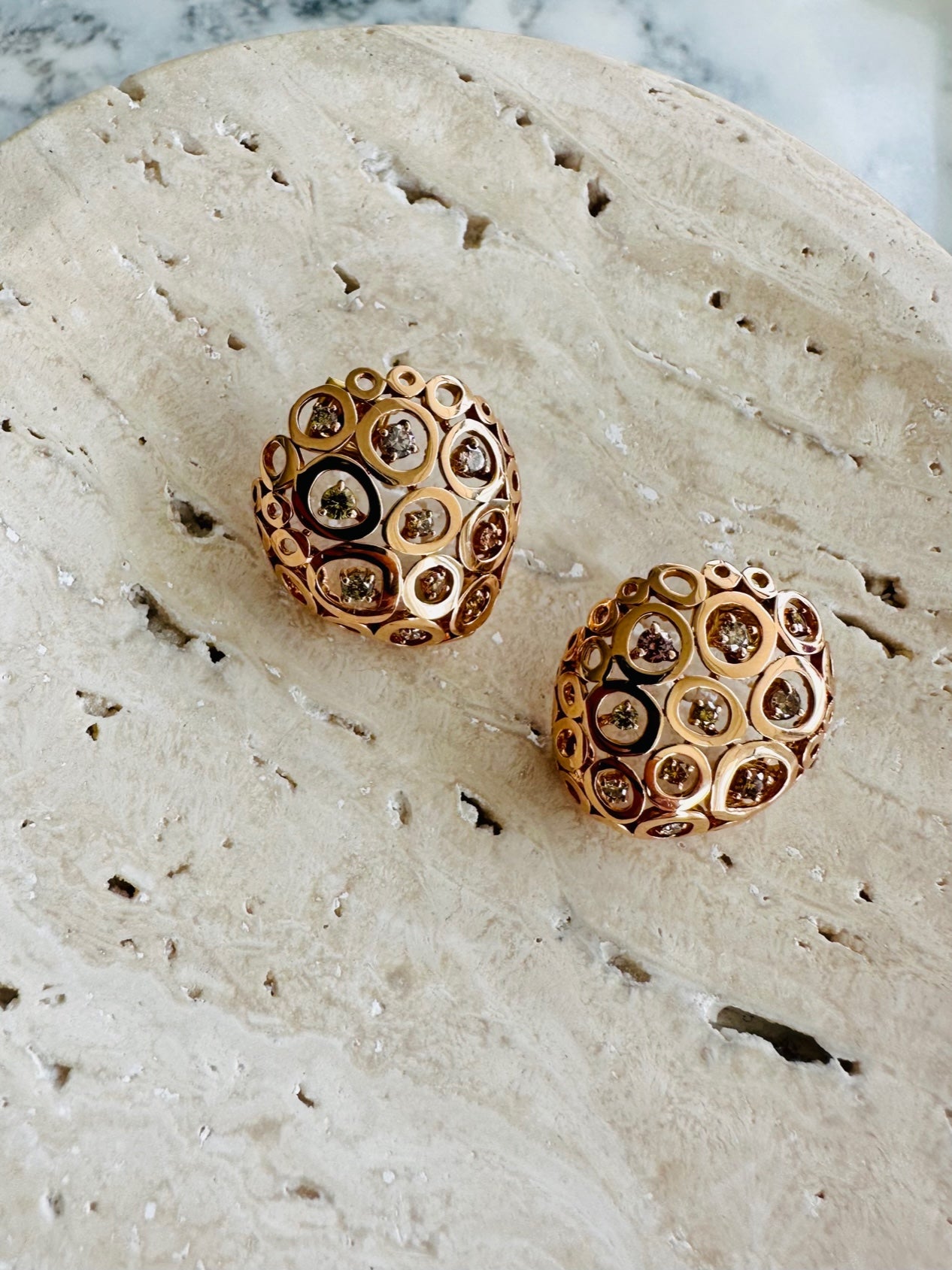 18K Rose Gold Diamond Earrings