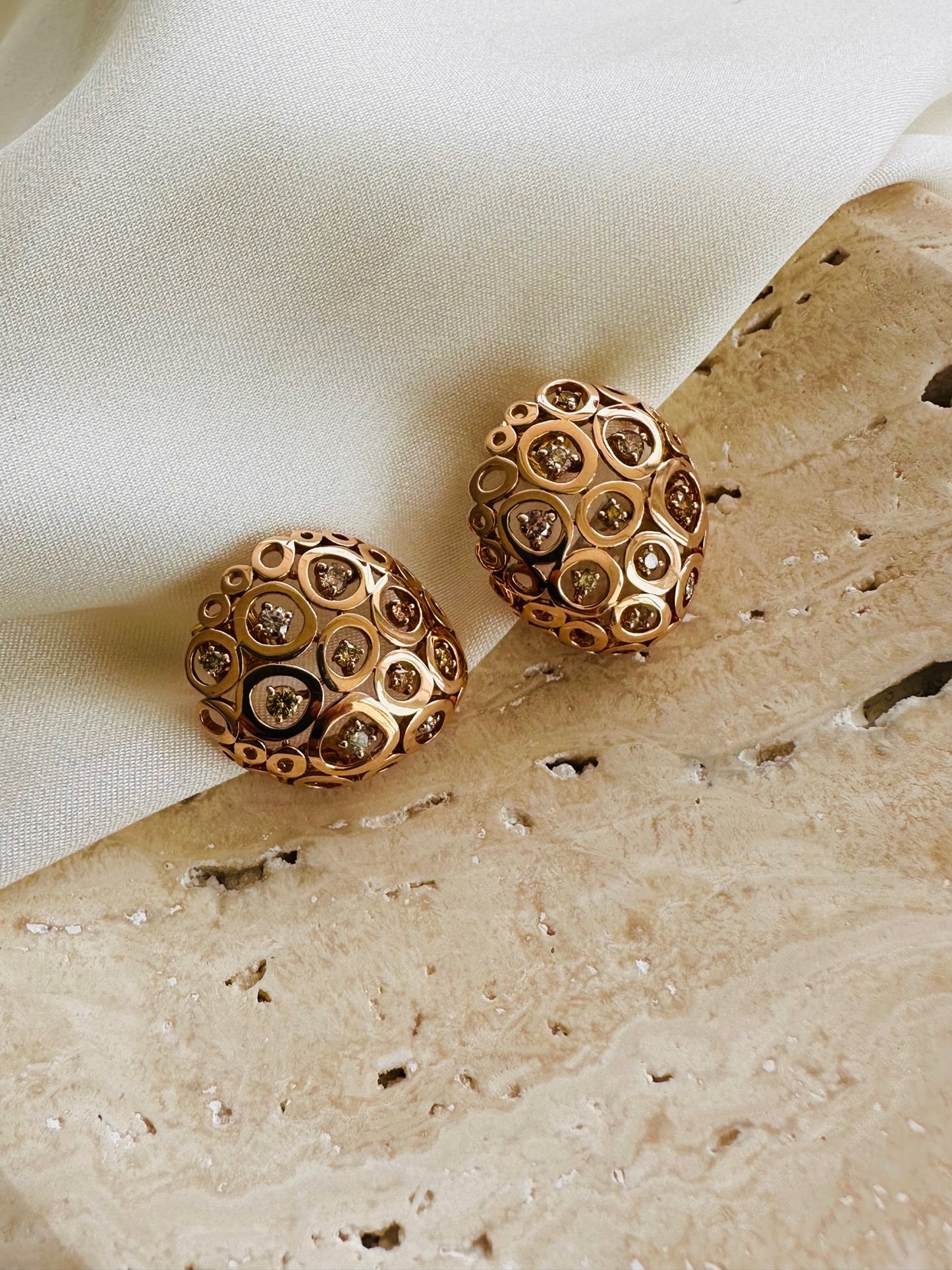 18K Rose Gold Diamond Earrings