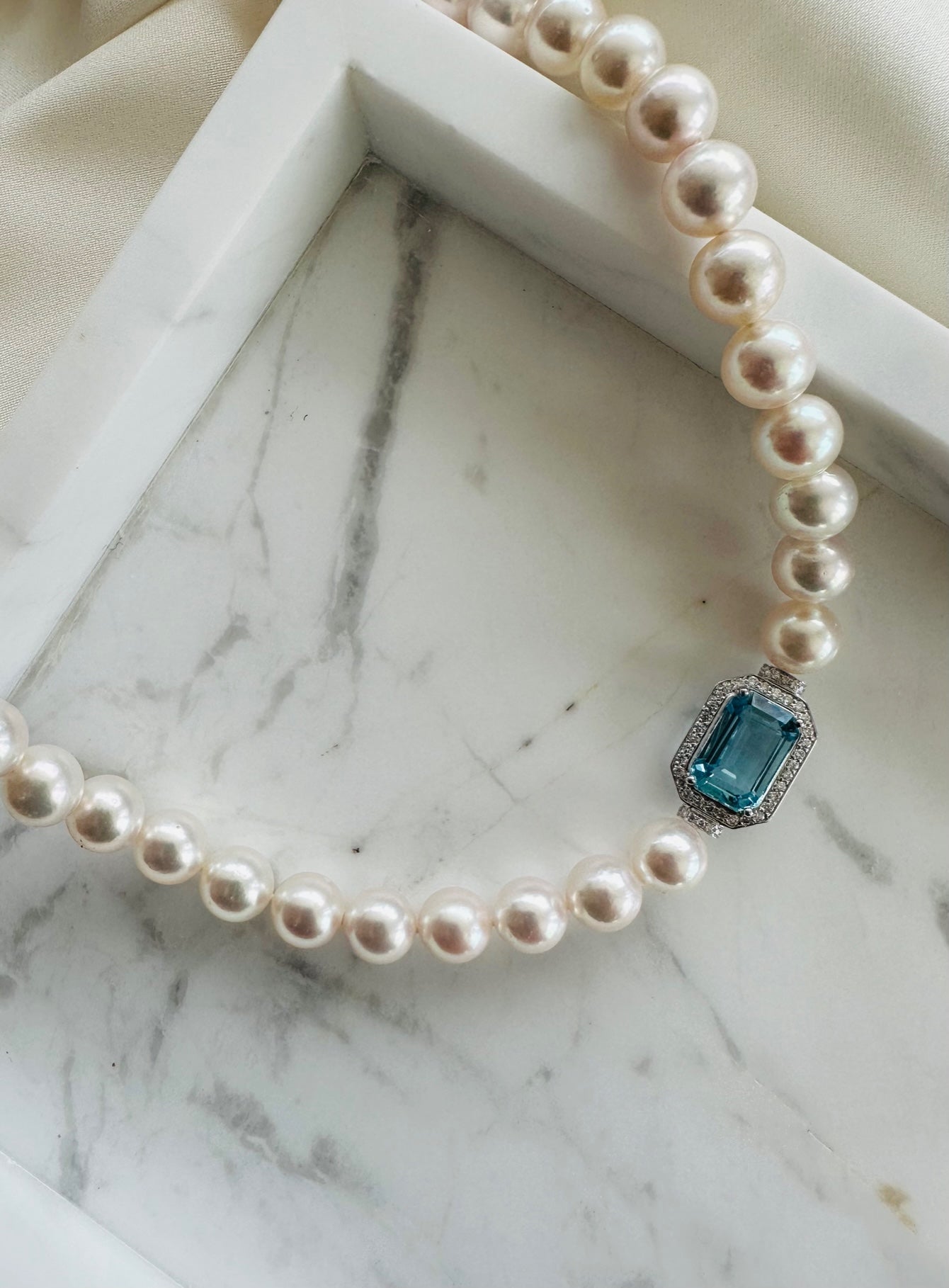 Aquamarine Akoya Pearl Necklace