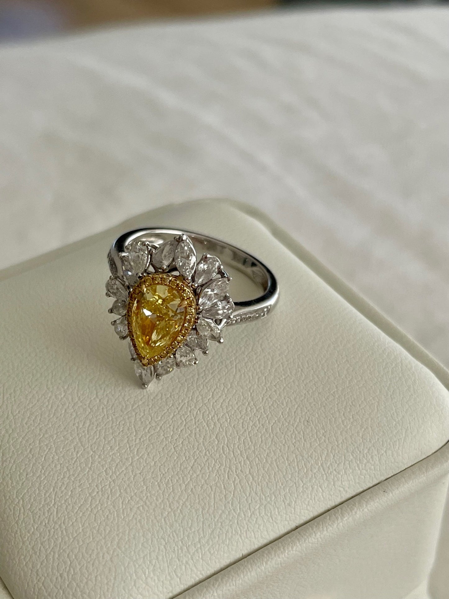 Pear Cut Fancy Yellow Diamond Ring