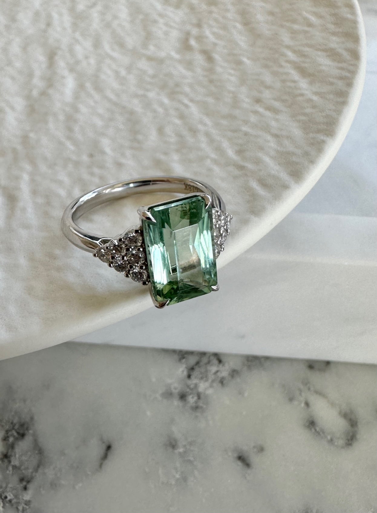 Mint Green Tourmaline Diamond Ring