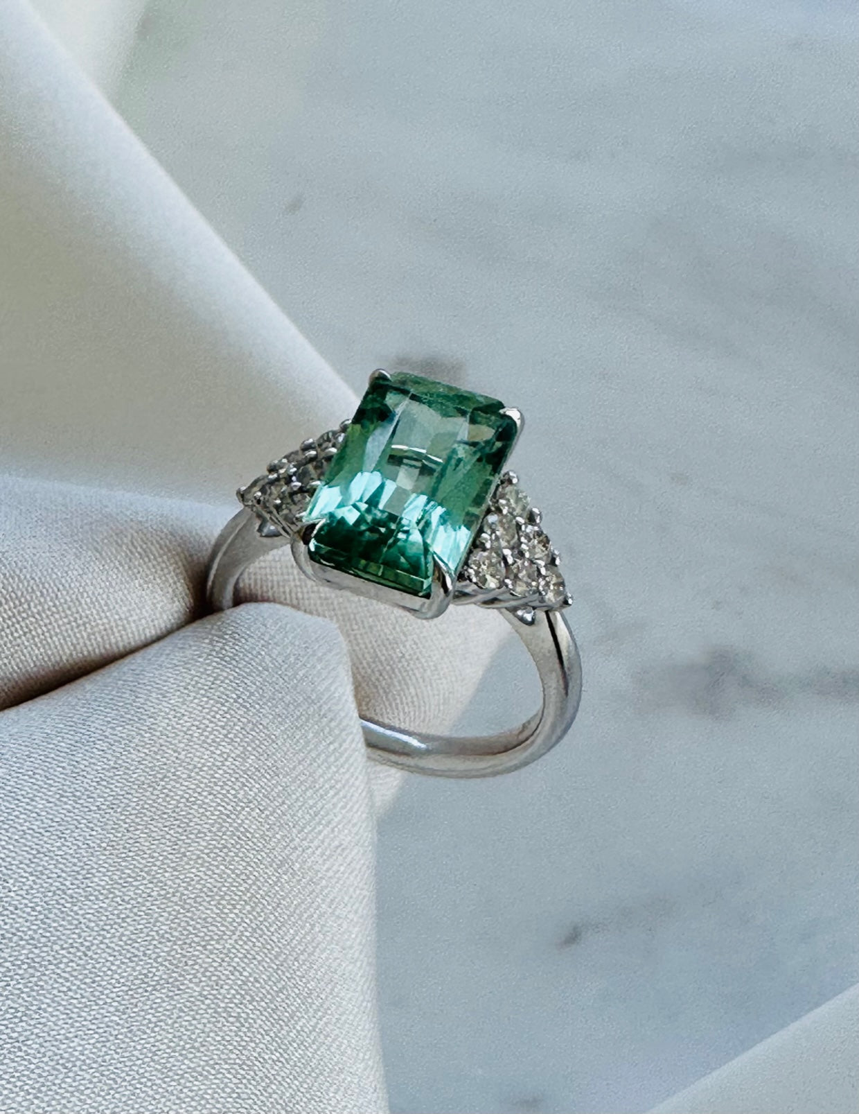 Mint Green Tourmaline Diamond Ring