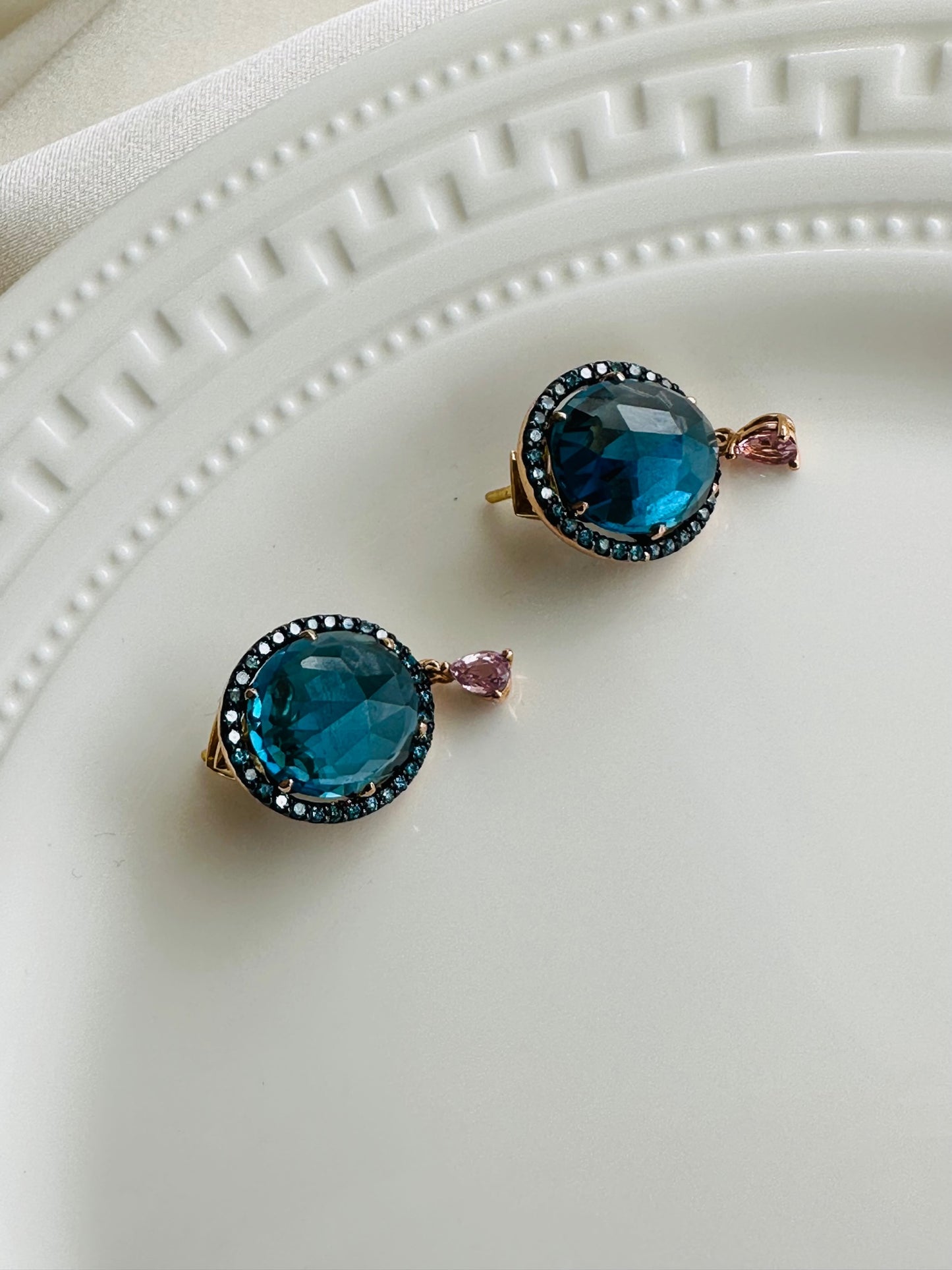 London Blue Topaz Diamond Earrings