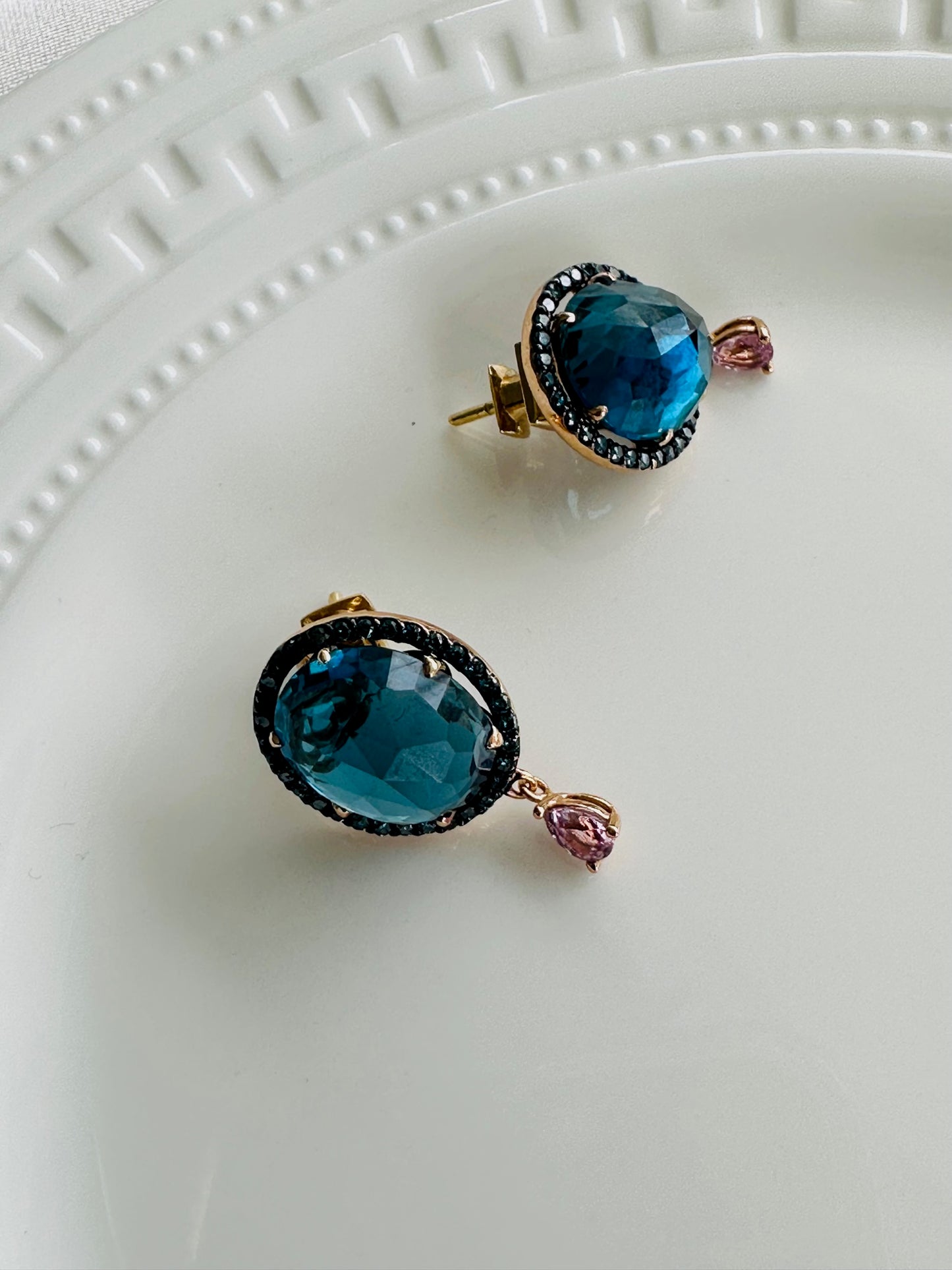 London Blue Topaz Diamond Earrings