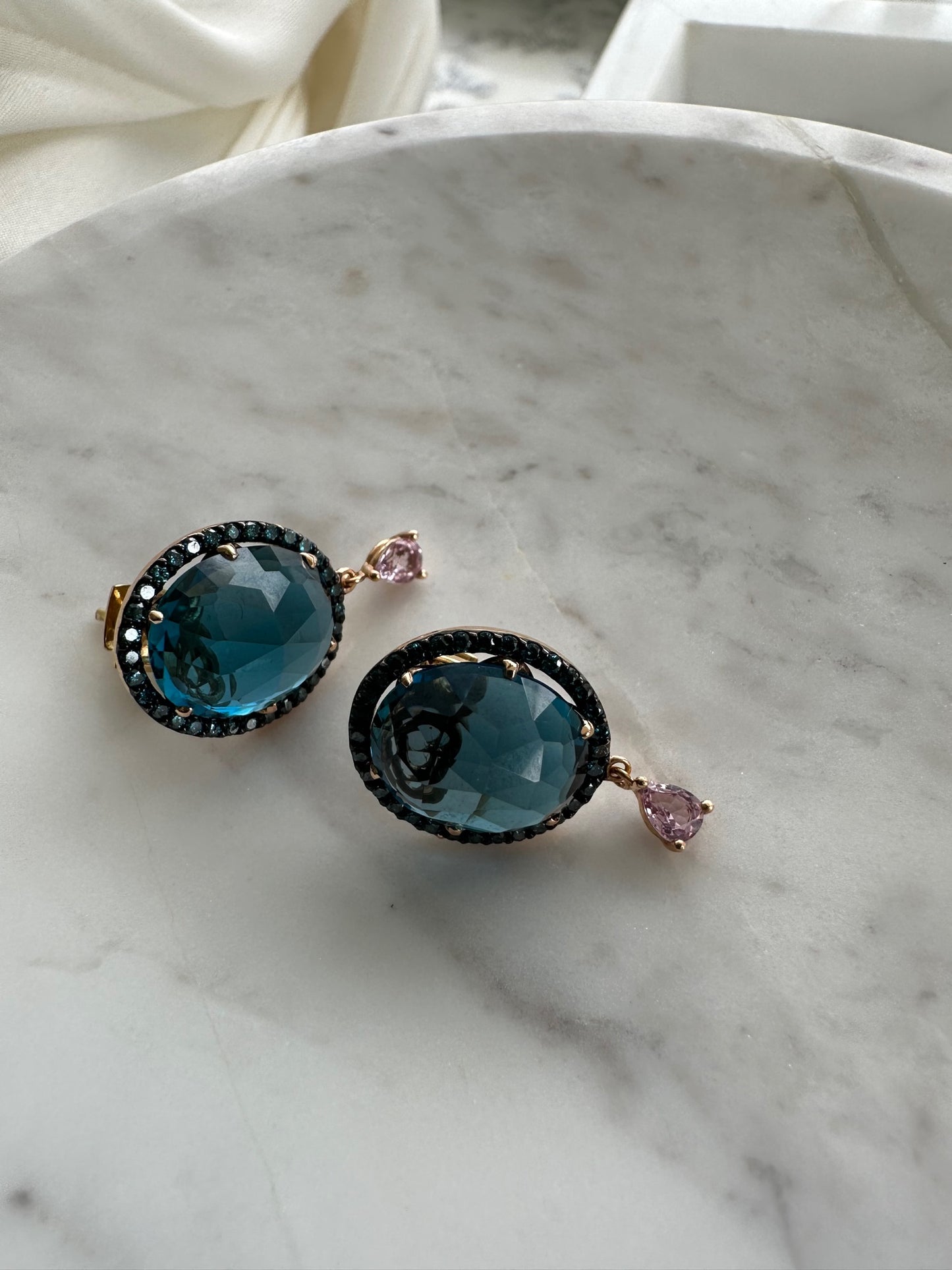 London Blue Topaz Diamond Earrings