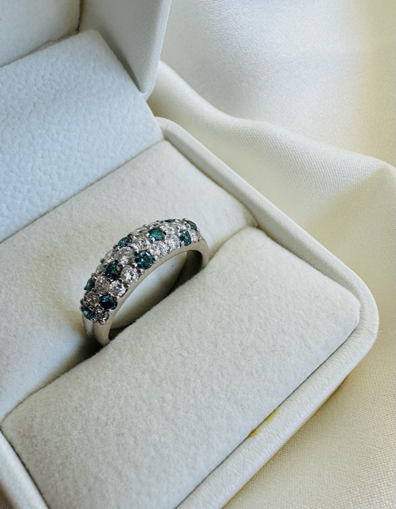 Blue and White Diamond Ring