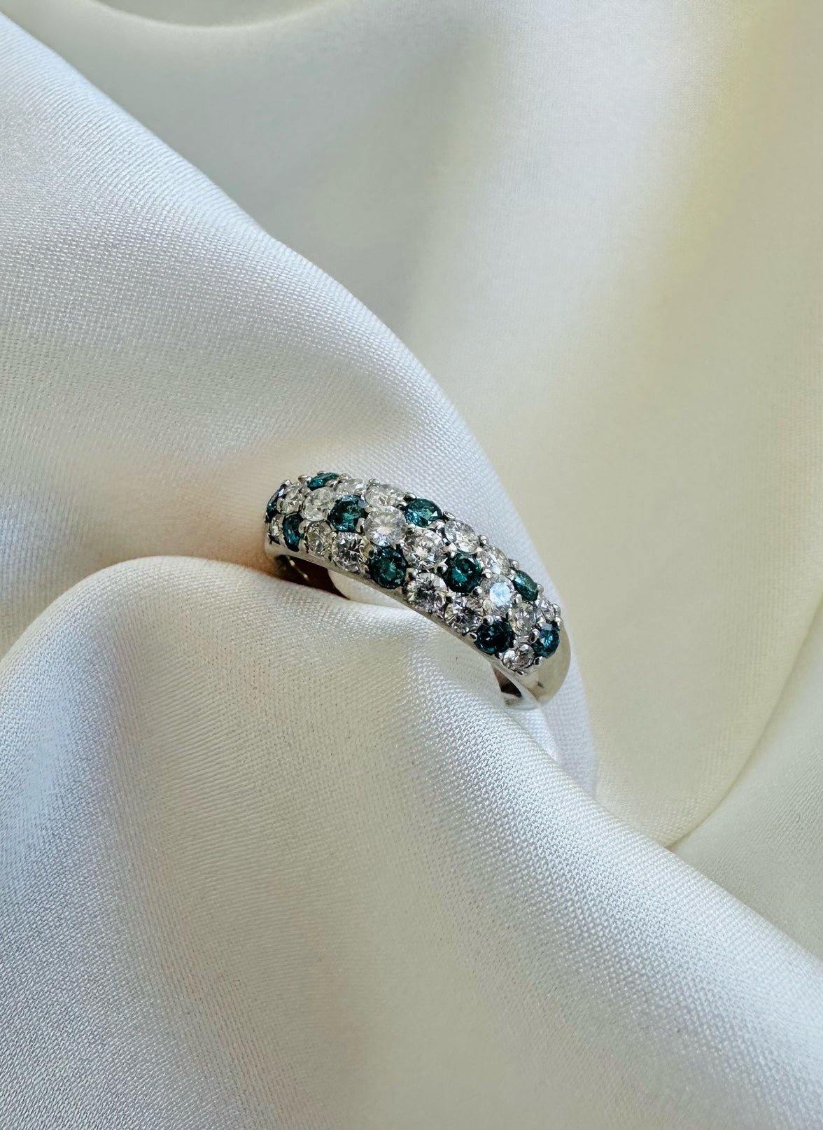 Blue and White Diamond Ring