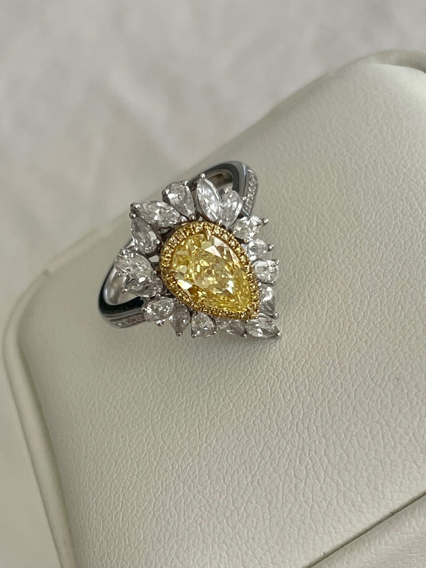 Pear Cut Fancy Yellow Diamond Ring