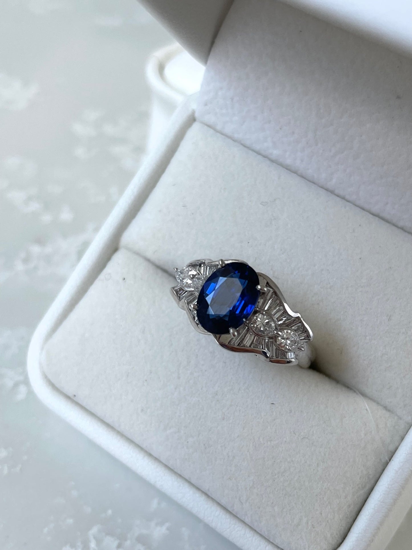 Ceylon Blue Sapphire Diamond Ring